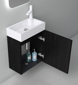 glasvilla Ensemble de Meubles de Salle de Bain Petit Meuble Sous-Vasque 46 cm Meuble Bas avec Vasque Blanche en Solid Surface pour WC Invités Pisa