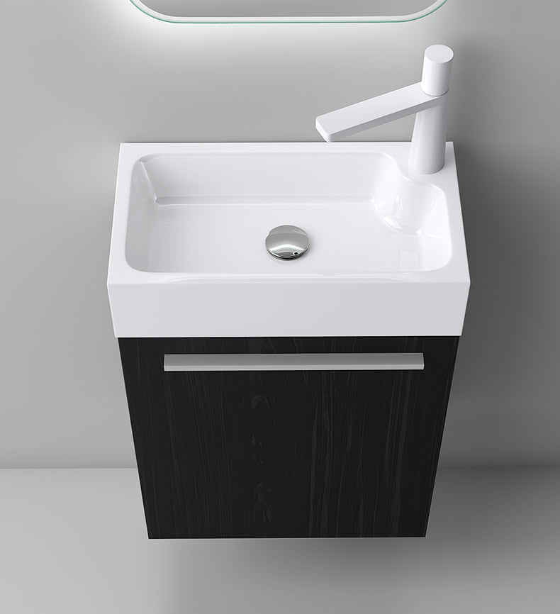 glasvilla Ensemble de Meubles de Salle de Bain Petit Meuble Sous-Vasque 46 cm Meuble Bas avec Vasque Blanche en Solid Surface pour WC Invités Pisa