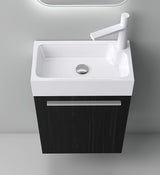 glasvilla Ensemble de Meubles de Salle de Bain Petit Meuble Sous-Vasque 46 cm Meuble Bas avec Vasque Blanche en Solid Surface pour WC Invités Pisa