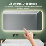 Glasvilla Design Espejo LED de Baño con Touch y Antivaho – Luz Regulable con Memoria Premium
